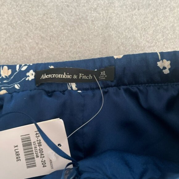 [XL]Abercrombie&Fitch Blue Floral Satin Pleated Tiered Maxi Skirt - Picture 5 of 7